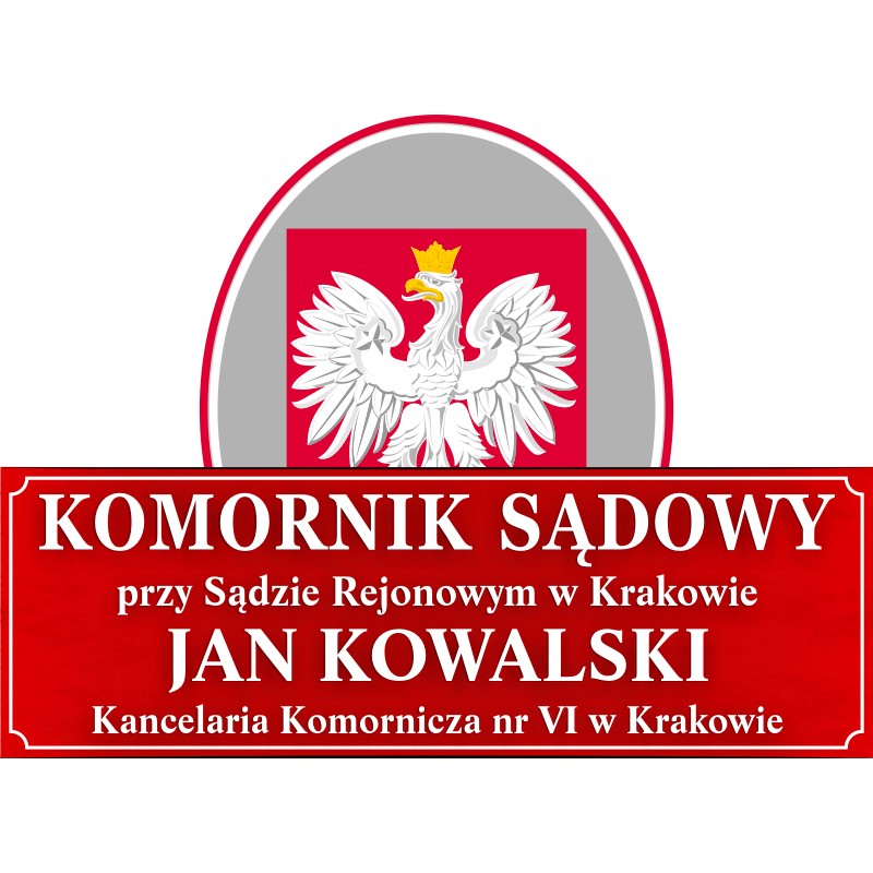 Tablica urzędowa komornik sądowy + godło Polski