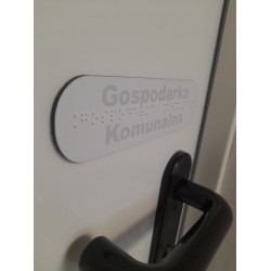Tabliczka informacyjna Braille'a przyklamkowa na drzwi
